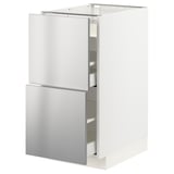 METOD / MAXIMERA Base cab f hob/2 fronts/3 drawers, white/Vårsta stainless steel, 40x60x80 cm