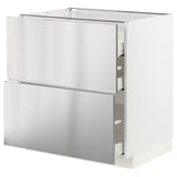 METOD / MAXIMERA Base cab f hob/2 fronts/3 drawers, white/Vårsta stainless steel, 80x60x80 cm