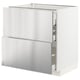 METOD / MAXIMERA Base cab f hob/2 fronts/3 drawers, white/Vårsta stainless steel, 80x60x80 cm