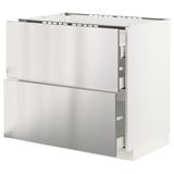 METOD / MAXIMERA Base cab f hob/2 fronts/3 drawers, white/Vårsta stainless steel, 90x60x80 cm