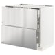 METOD / MAXIMERA Base cab f hob/2 fronts/3 drawers, white/Vårsta stainless steel, 90x60x80 cm
