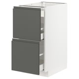 METOD / MAXIMERA Base cab f hob/2 fronts/3 drawers, white/Voxtorp dark grey, 40x60x80 cm