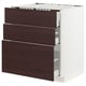 METOD / MAXIMERA Base cab f hob/3 fronts/3 drawers, white Askersund/dark brown ash effect, 75x60x80 cm