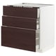 METOD / MAXIMERA Base cab f hob/3 fronts/3 drawers, white Askersund/dark brown ash effect, 80x60x80 cm