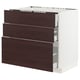 METOD / MAXIMERA Base cab f hob/3 fronts/3 drawers, white Askersund/dark brown ash effect, 90x60x80 cm
