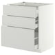 METOD / MAXIMERA Base cab f hob/3 fronts/3 drawers, white/Aspudden light grey, 75x60x80 cm