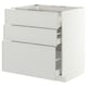 METOD / MAXIMERA Base cab f hob/3 fronts/3 drawers, white/Aspudden light grey, 80x60x80 cm