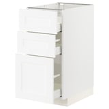 METOD / MAXIMERA Base cab f hob/3 fronts/3 drawers, white Enköping/white wood effect, 40x60x80 cm