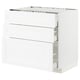 METOD / MAXIMERA Base cab f hob/3 fronts/3 drawers, white Enköping/white wood effect, 90x60x80 cm