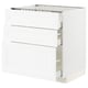 METOD / MAXIMERA Base cab f hob/3 fronts/3 drawers, white Enköping/white wood effect, 80x60x80 cm