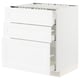 METOD / MAXIMERA Base cab f hob/3 fronts/3 drawers, white Enköping/white wood effect, 75x60x80 cm
