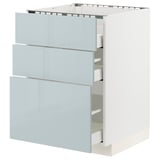 METOD / MAXIMERA Base cab f hob/3 fronts/3 drawers, white/Kallarp light grey-blue, 60x60x80 cm