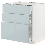 METOD / MAXIMERA Base cab f hob/3 fronts/3 drawers, white/Kallarp light grey-blue, 75x60x80 cm
