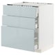 METOD / MAXIMERA Base cab f hob/3 fronts/3 drawers, white/Kallarp light grey-blue, 75x60x80 cm