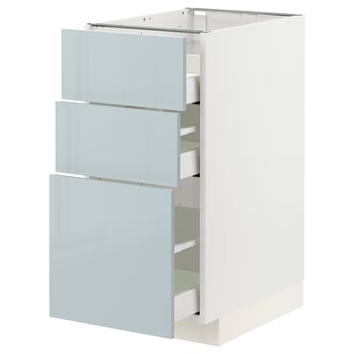 METOD / MAXIMERA Base cab f hob/3 fronts/3 drawers, white/Kallarp light grey-blue, 40x60x80 cm
