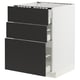 METOD / MAXIMERA Base cab f hob/3 fronts/3 drawers, white/Nickebo matt anthracite, 60x60x80 cm