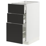 METOD / MAXIMERA Base cab f hob/3 fronts/3 drawers, white/Nickebo matt anthracite, 40x60x80 cm