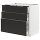 METOD / MAXIMERA Base cab f hob/3 fronts/3 drawers, white/Nickebo matt anthracite, 90x60x80 cm