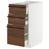 METOD / MAXIMERA Base cab f hob/3 fronts/3 drawers, white/Stensta dark brown ash veneer, 40x60x80 cm