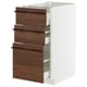 METOD / MAXIMERA Base cab f hob/3 fronts/3 drawers, white/Stensta dark brown ash veneer, 40x60x80 cm
