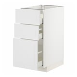 METOD / MAXIMERA Base cab f hob/3 fronts/3 drawers, white/Stensund white, 40x60x80 cm