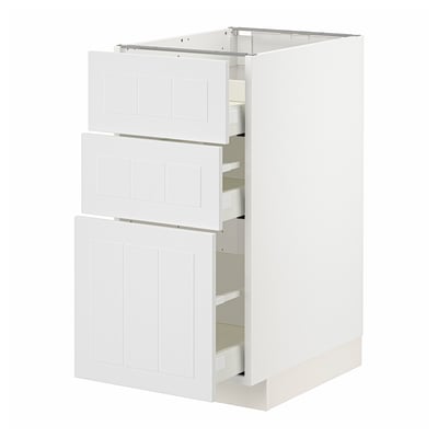METOD / MAXIMERA Base cab f hob/3 fronts/3 drawers, white/Stensund white, 40x60x80 cm