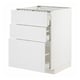 METOD / MAXIMERA Base cab f hob/3 fronts/3 drawers, white/Stensund white, 60x60x80 cm