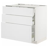 METOD / MAXIMERA Base cab f hob/3 fronts/3 drawers, white/Stensund white, 90x60x80 cm