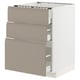 METOD / MAXIMERA Base cab f hob/3 fronts/3 drawers, white/Upplöv matt dark beige, 60x60x80 cm
