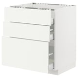 METOD / MAXIMERA Base cab f hob/3 fronts/3 drawers, white/Vallstena white, 75x60x80 cm