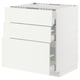 METOD / MAXIMERA Base cab f hob/3 fronts/3 drawers, white/Vallstena white, 75x60x80 cm