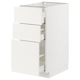 METOD / MAXIMERA Base cab f hob/3 fronts/3 drawers, white/Vallstena white, 40x60x80 cm