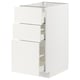 METOD / MAXIMERA Base cab f hob/3 fronts/3 drawers, white/Vallstena white, 40x60x80 cm