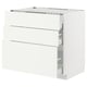 METOD / MAXIMERA Base cab f hob/3 fronts/3 drawers, white/Vallstena white, 90x60x80 cm