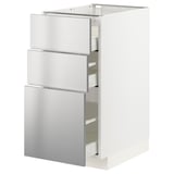 METOD / MAXIMERA Base cab f hob/3 fronts/3 drawers, white/Vårsta stainless steel, 40x60x80 cm
