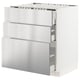 METOD / MAXIMERA Base cab f hob/3 fronts/3 drawers, white/Vårsta stainless steel, 75x60x80 cm
