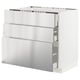 METOD / MAXIMERA Base cab f hob/3 fronts/3 drawers, white/Vårsta stainless steel, 90x60x80 cm