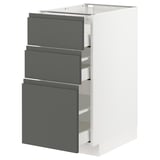 METOD / MAXIMERA Base cab f hob/3 fronts/3 drawers, white/Voxtorp dark grey, 40x60x80 cm