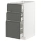 METOD / MAXIMERA Base cab f hob/3 fronts/3 drawers, white/Voxtorp dark grey, 40x60x80 cm