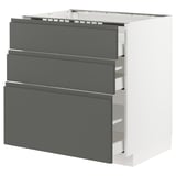 METOD / MAXIMERA Base cab f hob/3 fronts/3 drawers, white/Voxtorp dark grey, 80x60x80 cm