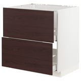 METOD / MAXIMERA Base cab f sink+2 fronts/2 drawers, white Askersund/dark brown ash effect, 80x60x80 cm