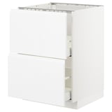 METOD / MAXIMERA Base cab f sink+2 fronts/2 drawers, white/Voxtorp high-gloss/white, 60x60x80 cm