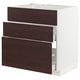 METOD / MAXIMERA Base cab f sink+3 fronts/2 drawers, white Askersund/dark brown ash effect, 80x60x80 cm
