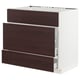 METOD / MAXIMERA Base cab f sink+3 fronts/2 drawers, white Askersund/dark brown ash effect, 90x60x80 cm