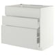 METOD / MAXIMERA Base cab f sink+3 fronts/2 drawers, white/Aspudden light grey, 90x60x80 cm