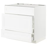 METOD / MAXIMERA Base cab f sink+3 fronts/2 drawers, white Enköping/white wood effect, 90x60x80 cm