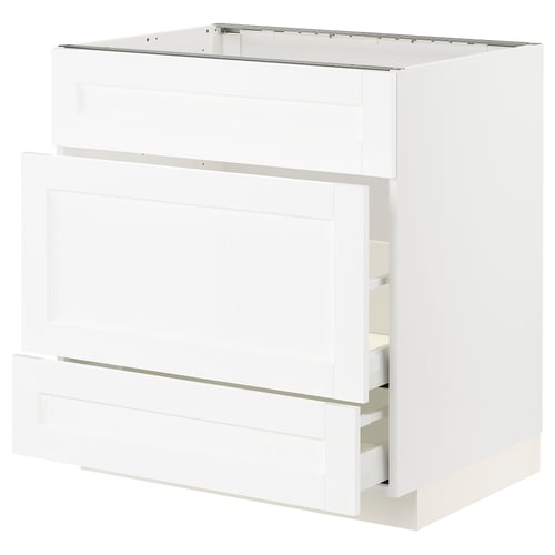 White METOD kitchen cabinet, classic design, smooth drawer fronts.