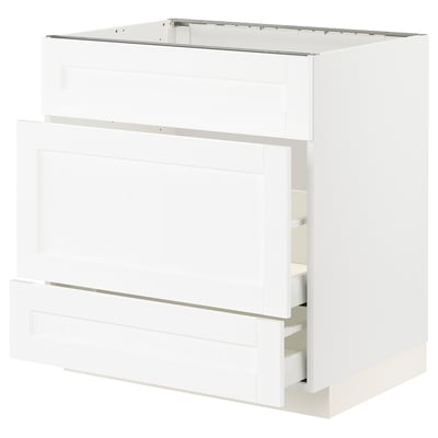 White METOD kitchen cabinet, classic design, smooth drawer fronts.