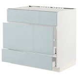 METOD / MAXIMERA Base cab f sink+3 fronts/2 drawers, white/Kallarp light grey-blue, 90x60x80 cm