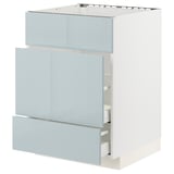 METOD / MAXIMERA Base cab f sink+3 fronts/2 drawers, white/Kallarp light grey-blue, 60x60x80 cm